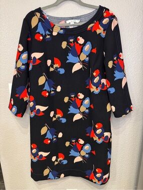 Boden Alda Shift Dress Posy Floral Black 3/4 Sleeve Size US 14